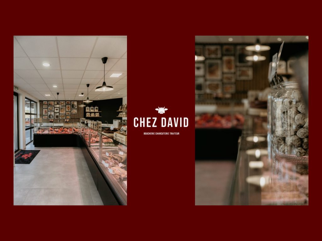 Intérieur et façade de la Boucherie Chez David